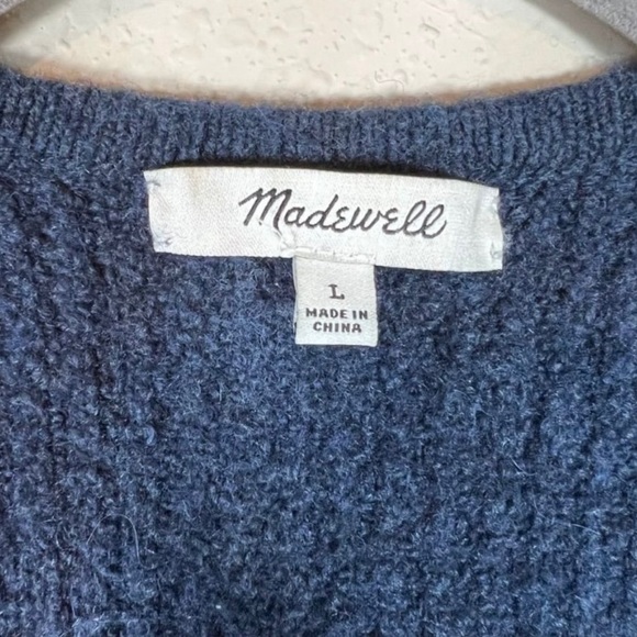 Madewell Chunky Cardigan Sweater Large Blue Open Front Alpaca Wool. EUC!! 🦙🧶 - Picture 7 of 9